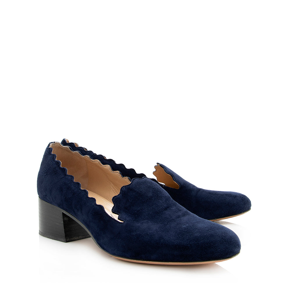 Chloe Suede Scalloped Lauren Pumps - Size 9 / 39 (SHF-19731)