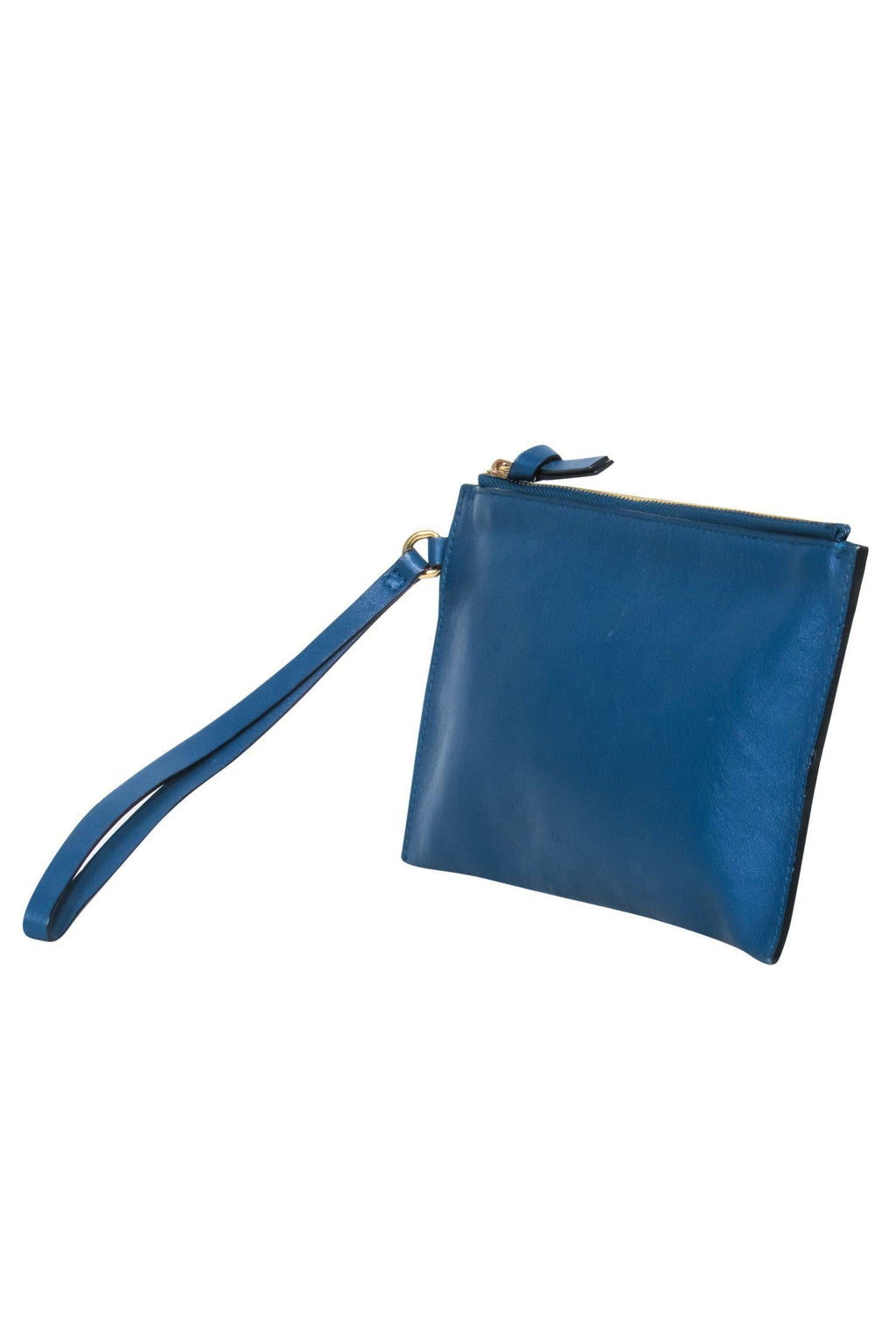 Chloe - Teal Leather Zippered Wristlet