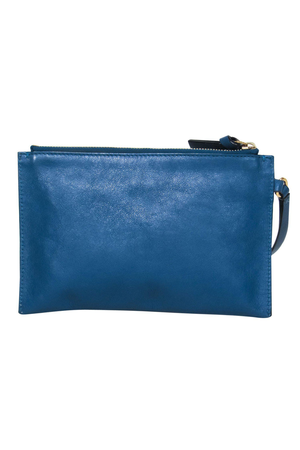Chloe - Teal Leather Zippered Wristlet