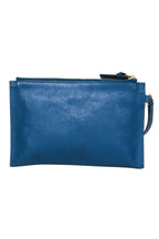 Chloe - Teal Leather Zippered Wristlet