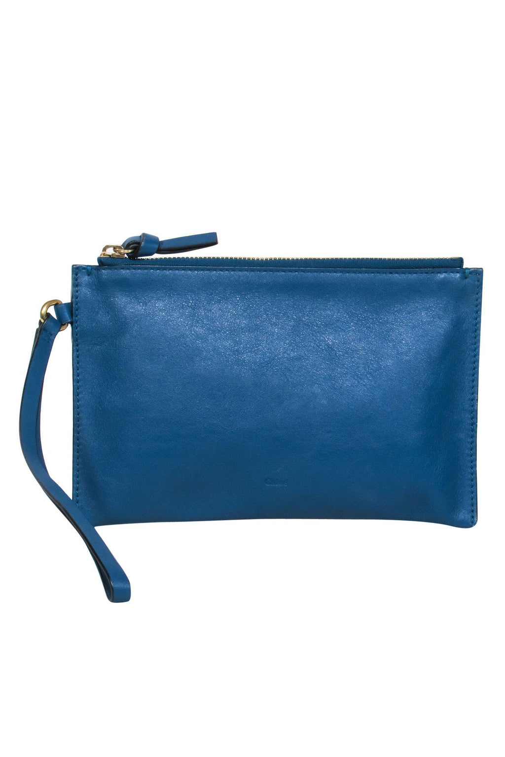 Chloe - Teal Leather Zippered Wristlet