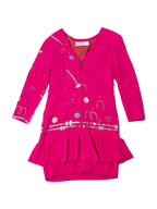 Chloe Vintage Silk Beaded Croquet Mini Dress Hot Pink