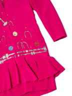 Chloe Vintage Silk Beaded Croquet Mini Dress Hot Pink