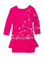 Chloe Vintage Silk Beaded Croquet Mini Dress Hot Pink