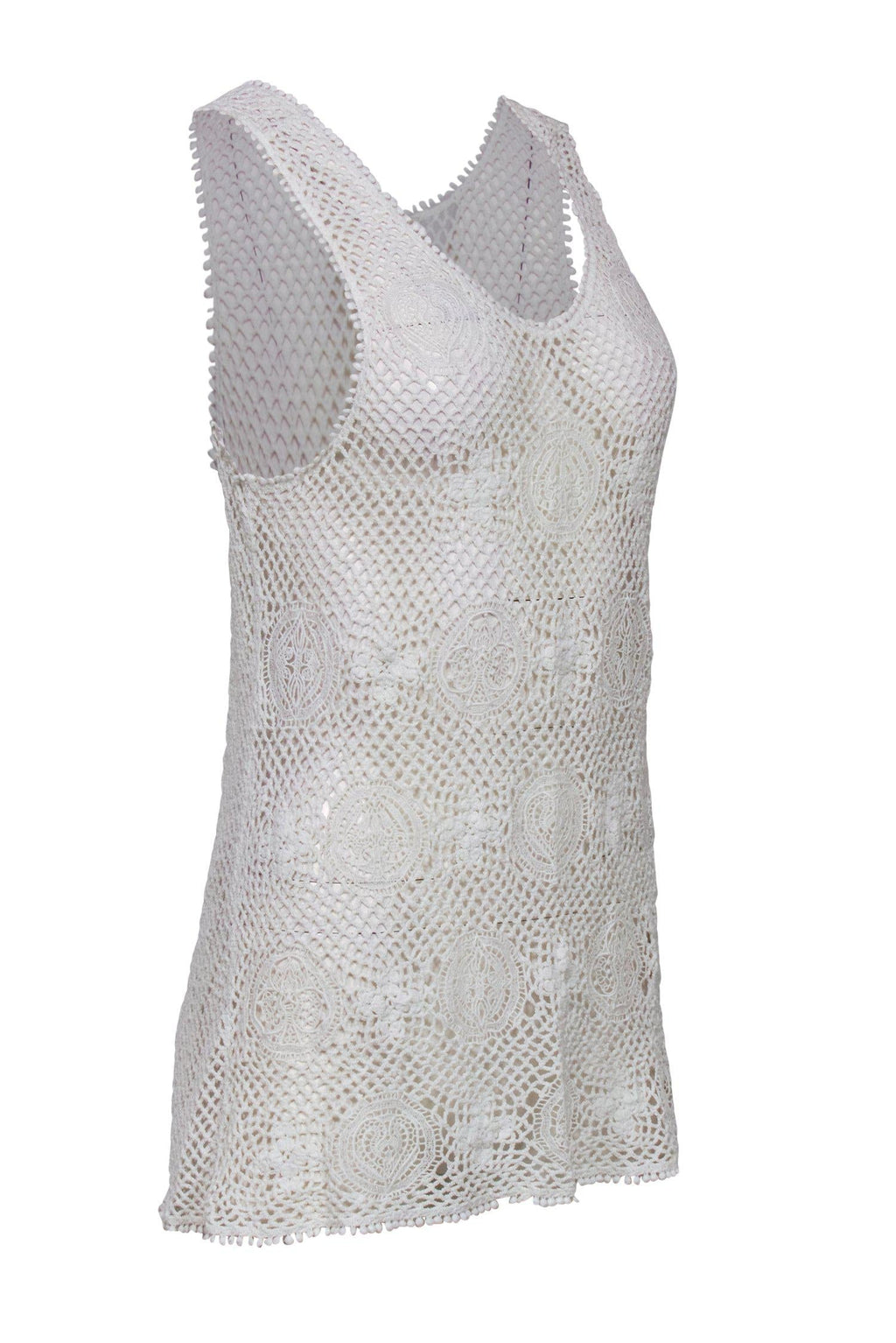 Chloe - White Crochet & Lace Tank Sz M