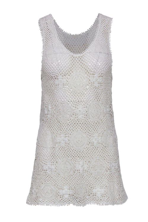 Chloe - White Crochet & Lace Tank Sz M