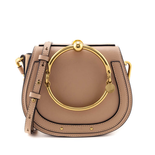 Chloe Biscotti Beige Calfskin & Suede Small Nile Bracelet Bag