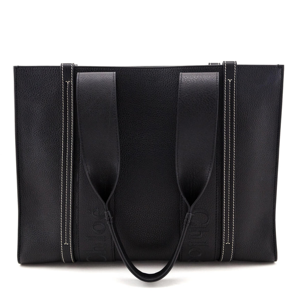 Chloe Black Calfskin Medium Woody Tote