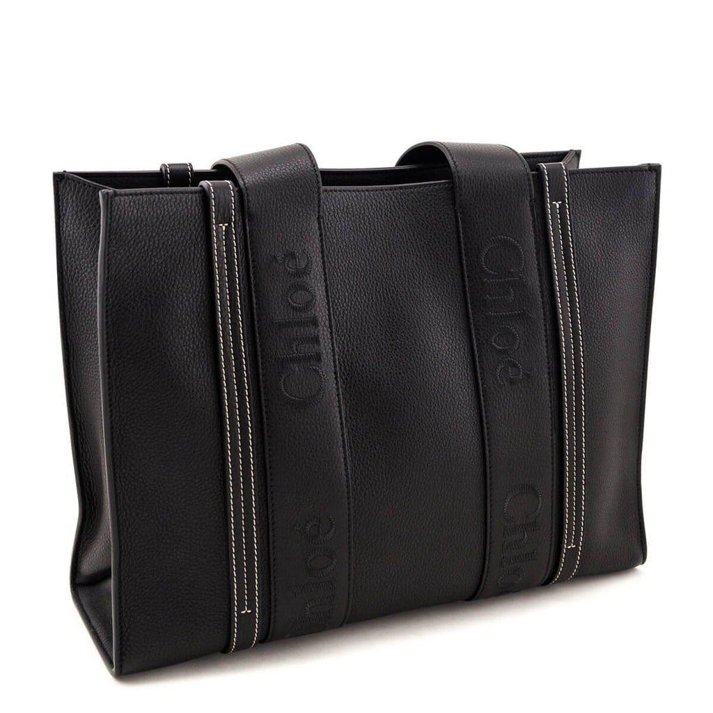 Chloe Black Calfskin Medium Woody Tote