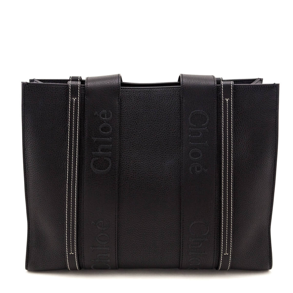 Chloe Black Calfskin Medium Woody Tote