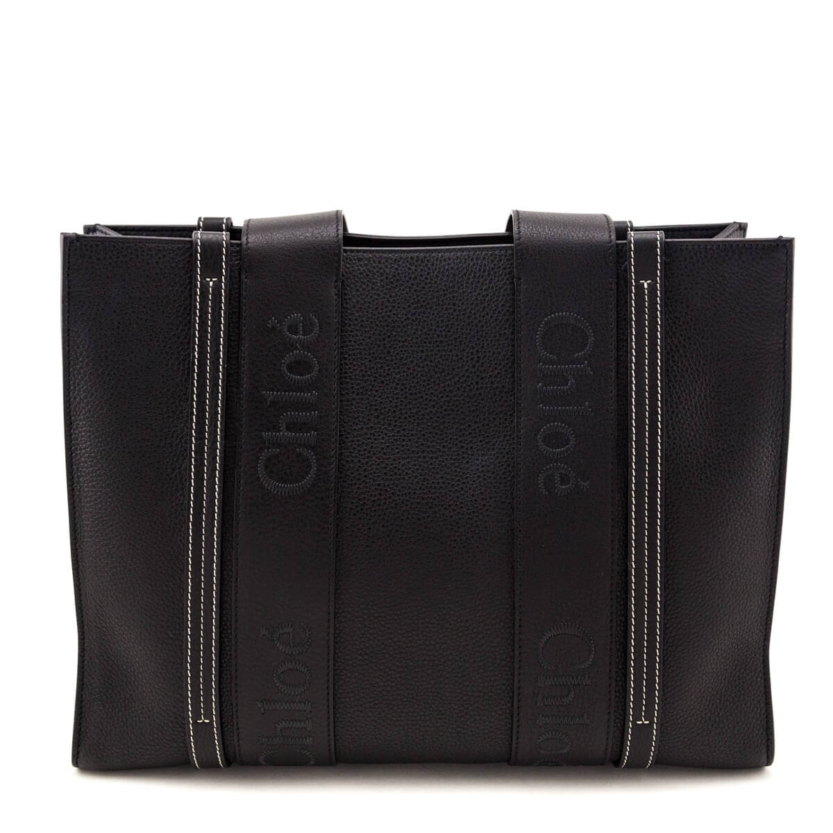 Chloe Black Calfskin Medium Woody Tote