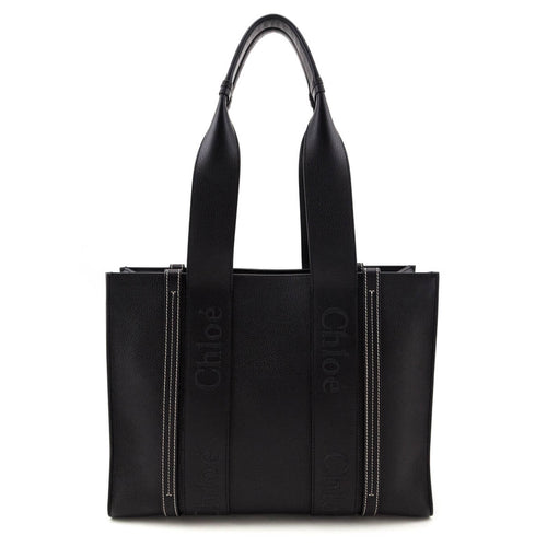 Chloe Black Calfskin Medium Woody Tote