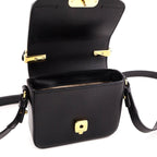 Chloe Black Calfskin Suede Mini C Crossbody Bag