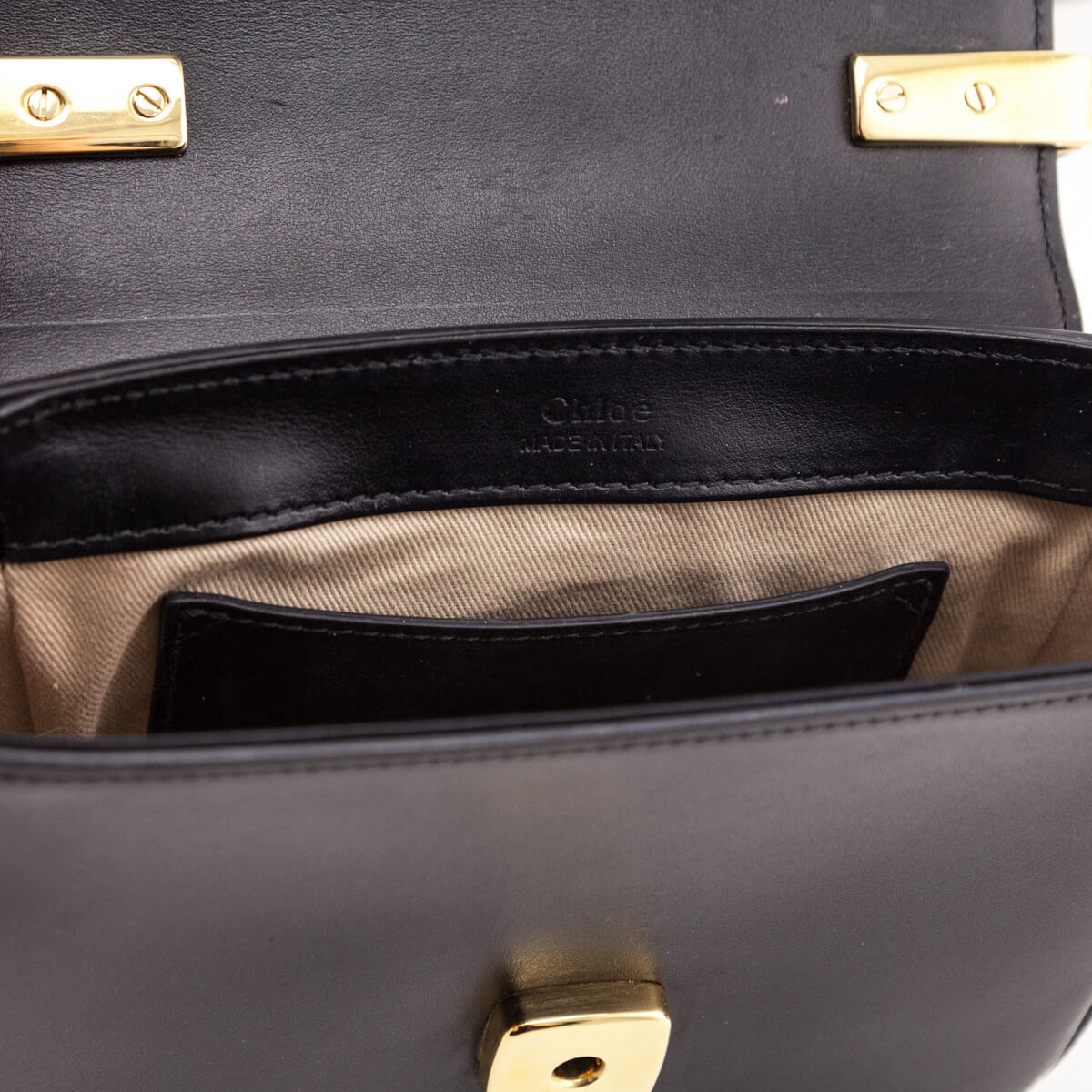 Chloe Black Calfskin Suede Mini C Crossbody Bag
