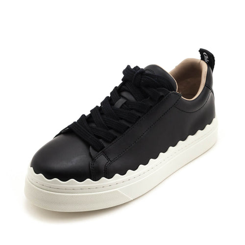 Chloe Black Leather Low Top Lauren Sneakers Size US 6 | EU 36