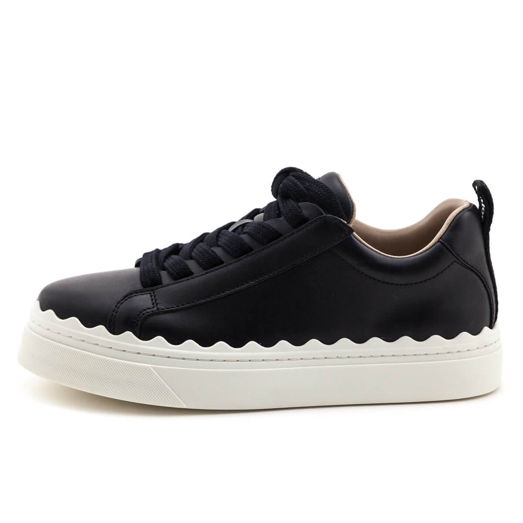 Chloe Black Leather Low Top Lauren Sneakers Size US 6 | EU 36