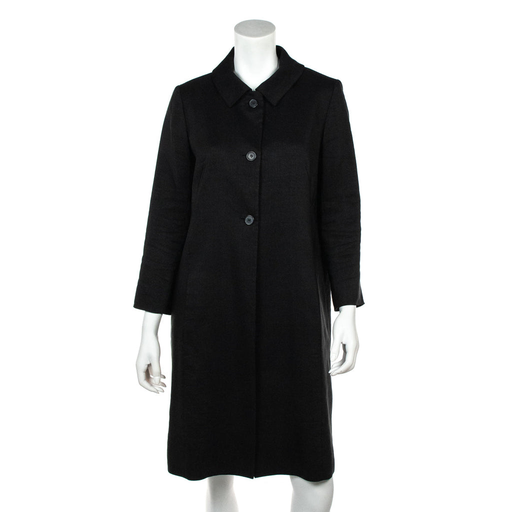 Chloe Black Linen Car Coat Size L | US 10 | FR 42