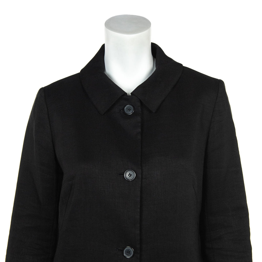 Chloe Black Linen Car Coat Size L | US 10 | FR 42
