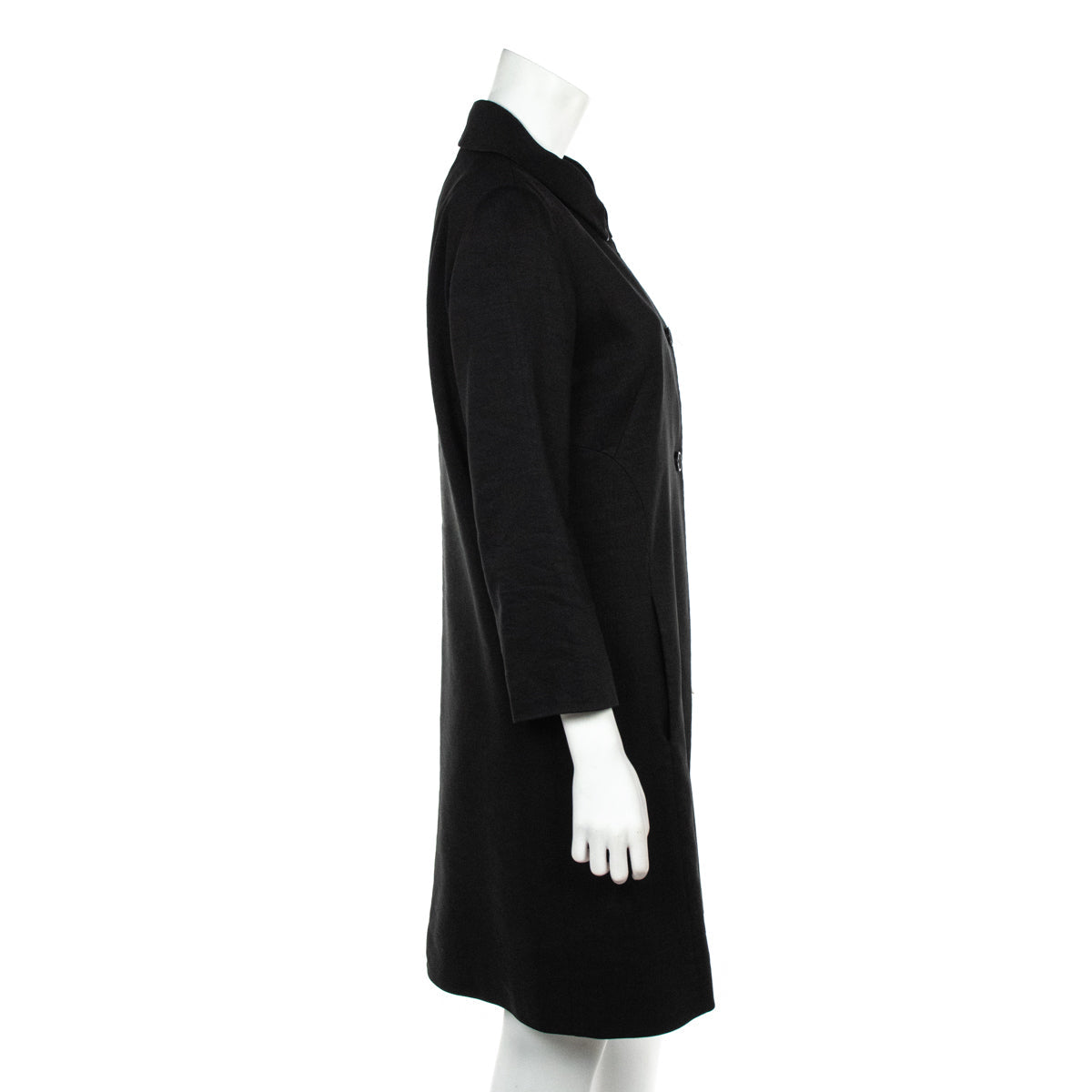 Chloe Black Linen Car Coat Size L | US 10 | FR 42