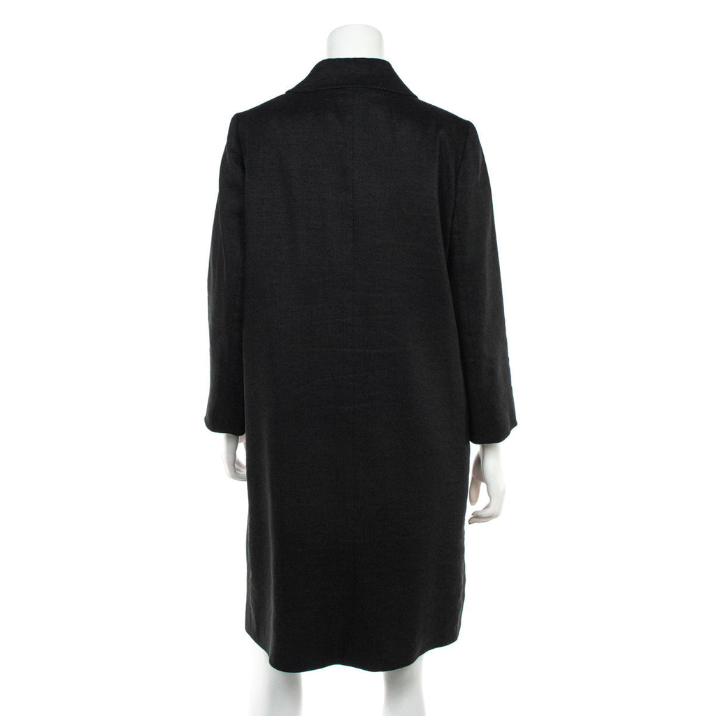 Chloe Black Linen Car Coat Size L | US 10 | FR 42
