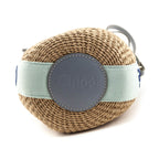 Chloe Blue-Green Natural Woven Fiber Small Woody Basket Bag