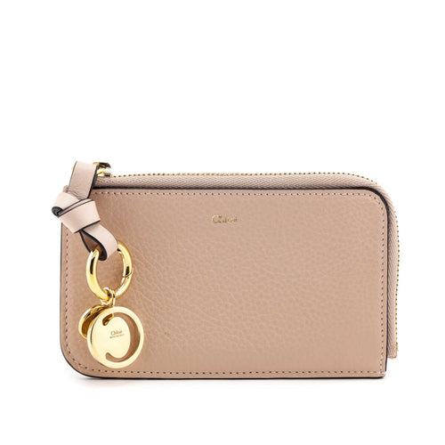 Chloe Blush Nude Grained Calfskin Alphabet Card Holder