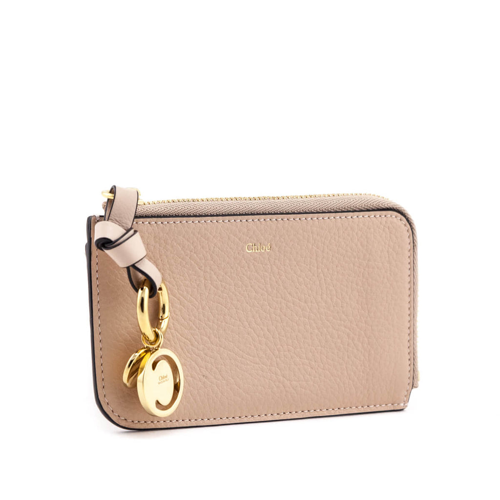 Chloe Blush Nude Grained Calfskin Alphabet Card Holder
