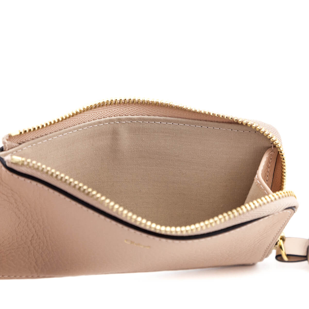 Chloe Blush Nude Grained Calfskin Alphabet Card Holder