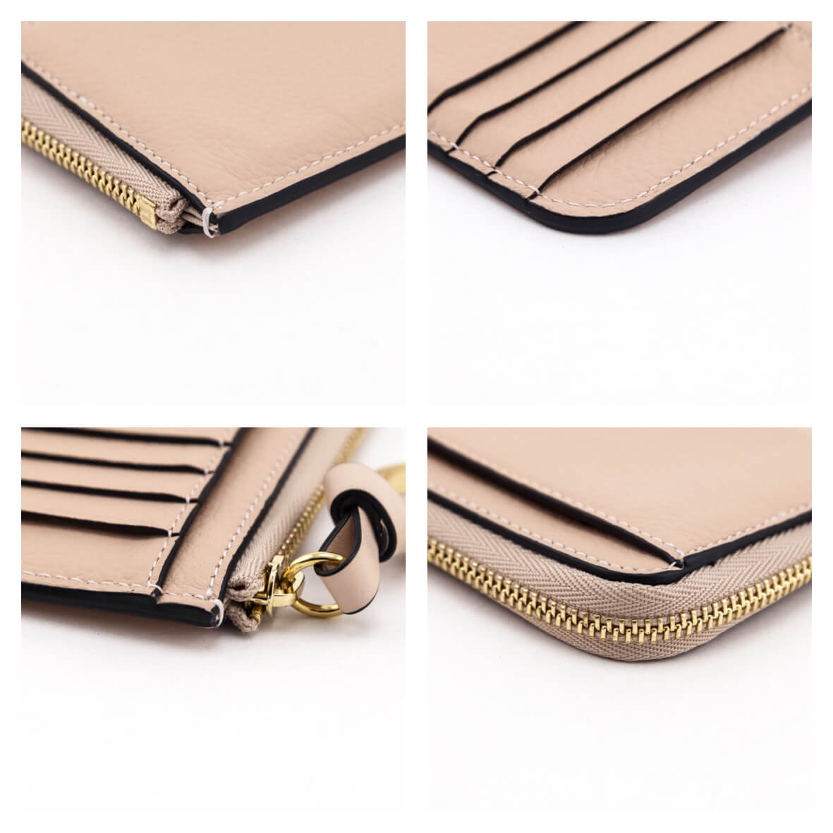Chloe Blush Nude Grained Calfskin Alphabet Card Holder