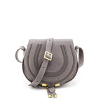 Chloe Cashmere Gray Calfskin Mini Marcie Round Saddle Crossbody