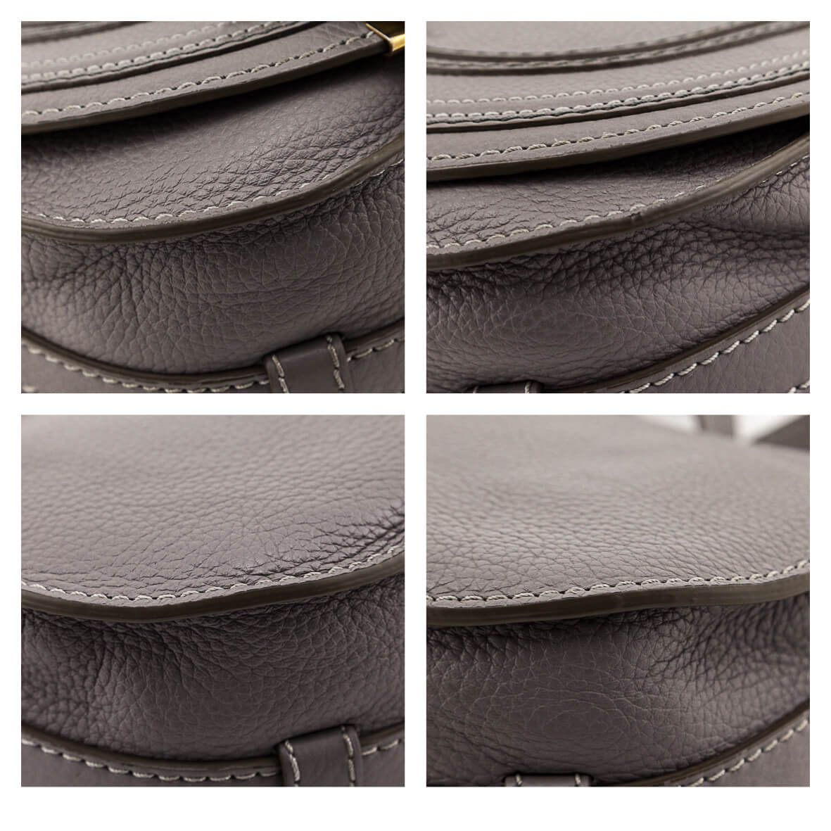 Chloe Cashmere Gray Calfskin Mini Marcie Round Saddle Crossbody