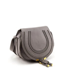 Chloe Cashmere Gray Calfskin Mini Marcie Round Saddle Crossbody