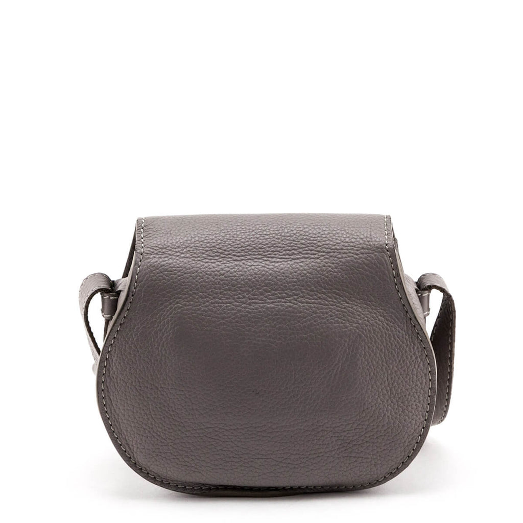 Chloe Cashmere Gray Calfskin Mini Marcie Round Saddle Crossbody