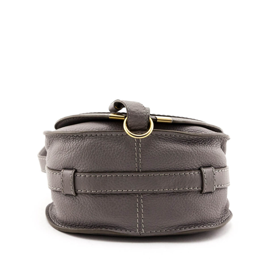 Chloe Cashmere Gray Calfskin Mini Marcie Round Saddle Crossbody