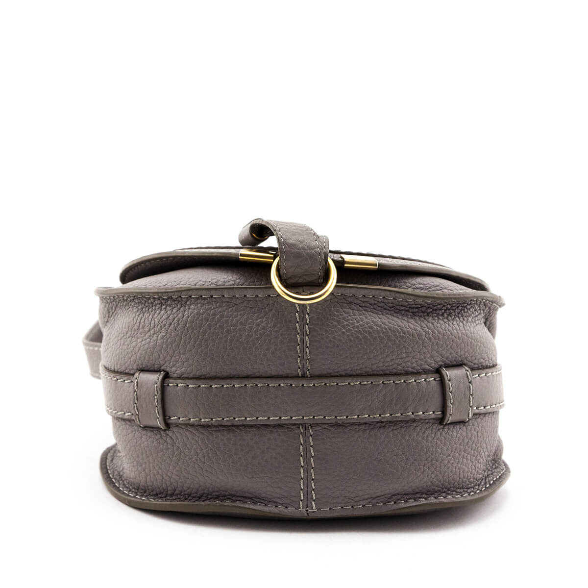 Chloe Cashmere Gray Calfskin Mini Marcie Round Saddle Crossbody