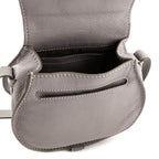 Chloe Cashmere Gray Calfskin Mini Marcie Round Saddle Crossbody