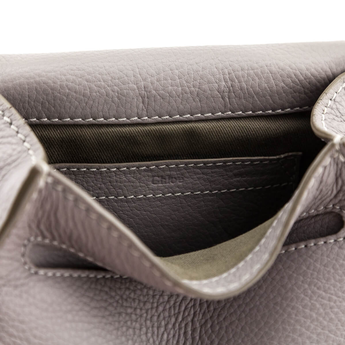 Chloe Cashmere Gray Calfskin Mini Marcie Round Saddle Crossbody