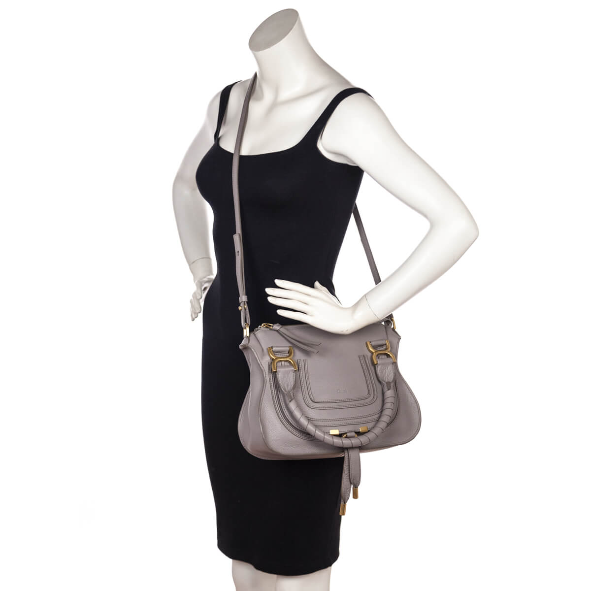 Chloe Cashmere Grey Calfskin Small Marcie Satchel