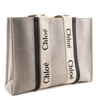 Chloe Linen Canvas & Calfskin Large Woody Tote