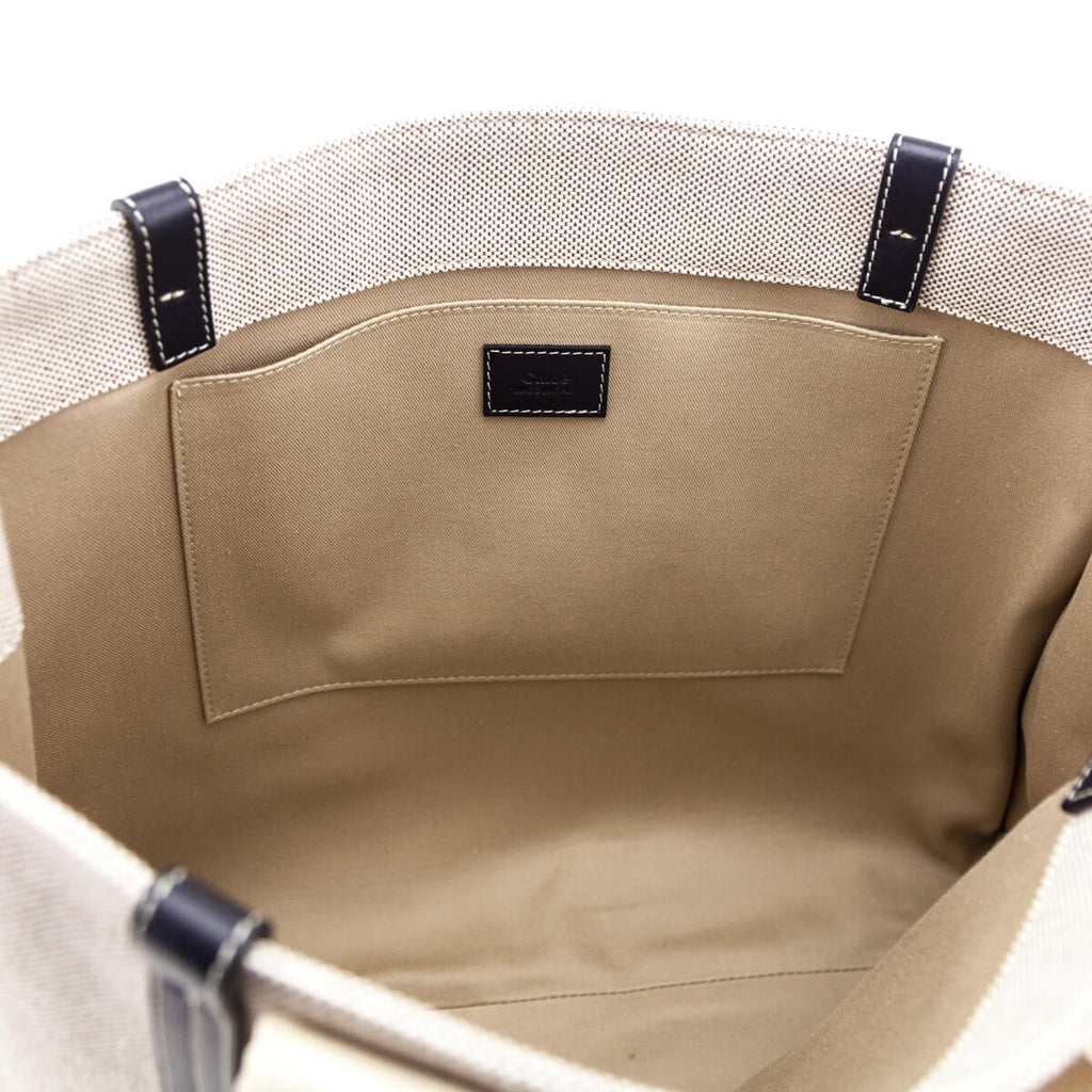 Chloe Linen Canvas & Calfskin Large Woody Tote