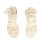Chloe Open White Skinny Strap Block Heel Sandals Size US 8 | EU 38