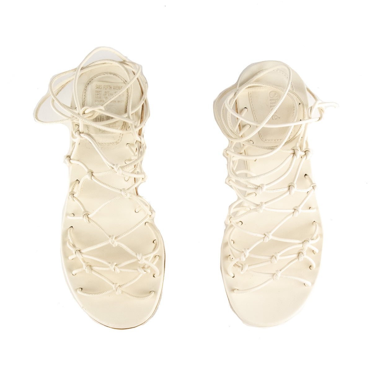 Chloe Open White Skinny Strap Block Heel Sandals Size US 8 | EU 38