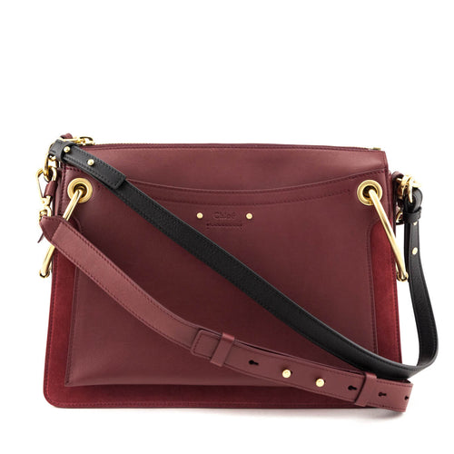 Chloe Plum Leather & Suede Medium Roy Shoulder Bag