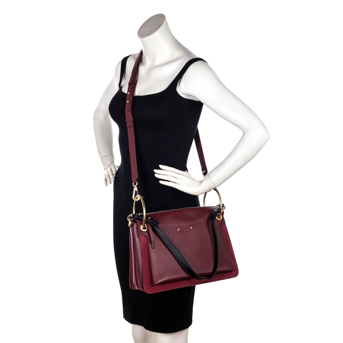 Chloe Plum Leather & Suede Medium Roy Shoulder Bag