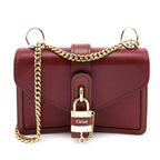 Chloe Sepia Brown Shiny Goatskin & Calfskin Aby Chain Shoulder Bag