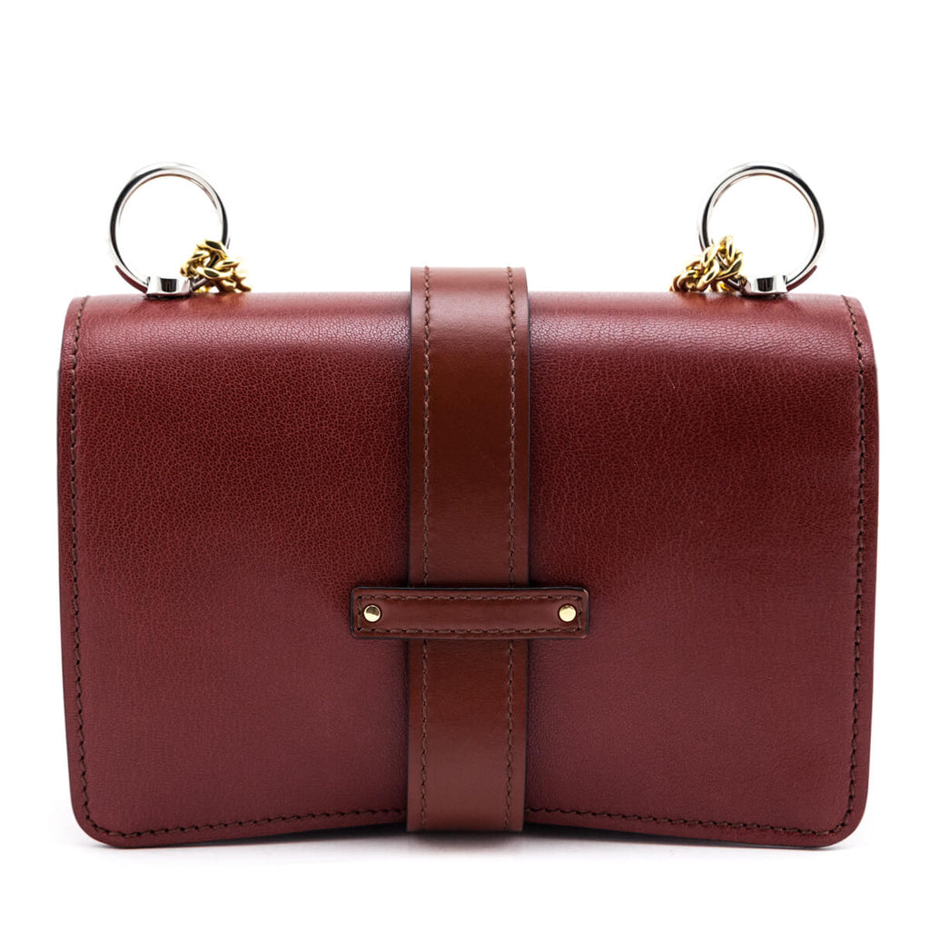Chloe Sepia Brown Shiny Goatskin & Calfskin Aby Chain Shoulder Bag