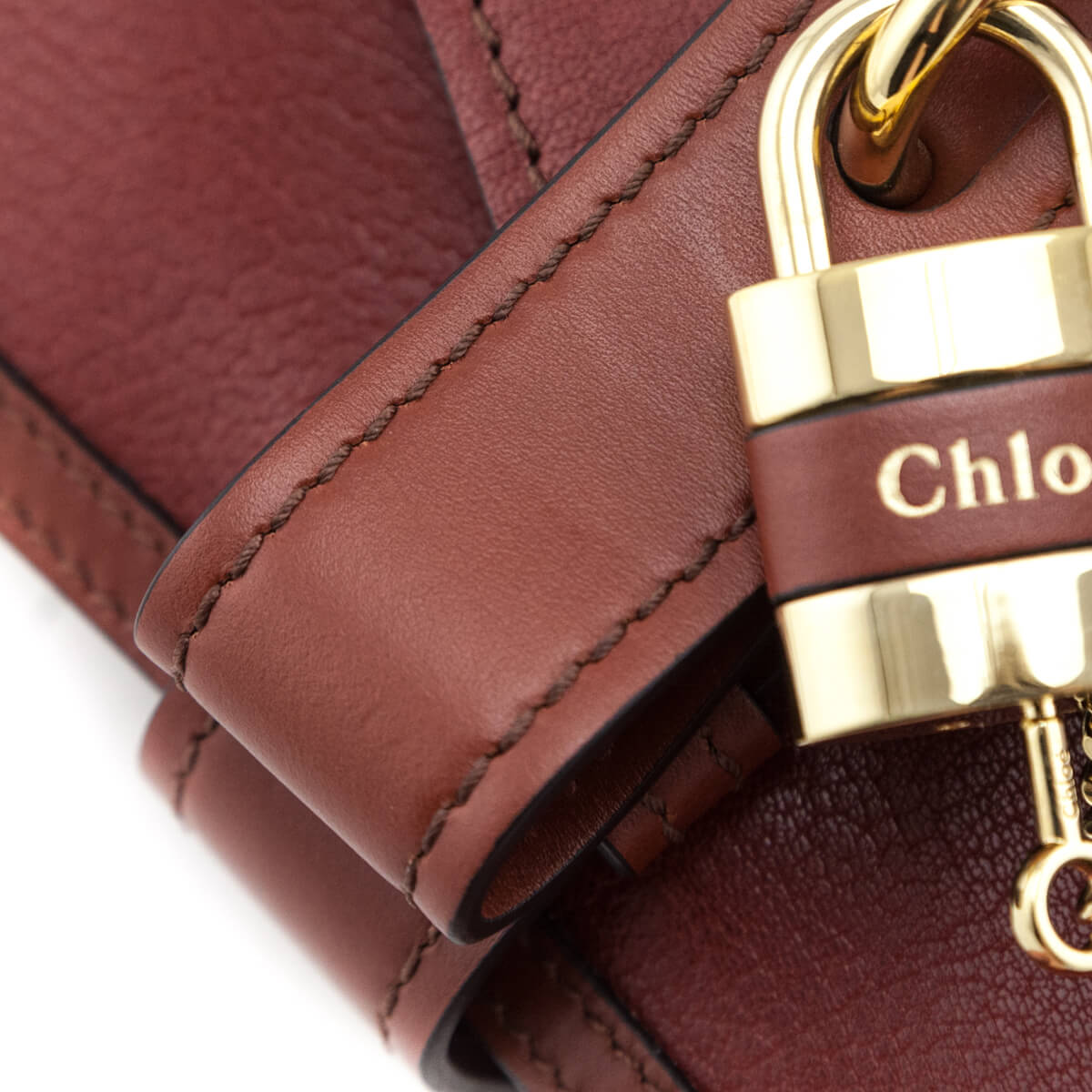 Chloe Sepia Brown Shiny Goatskin & Calfskin Aby Chain Shoulder Bag