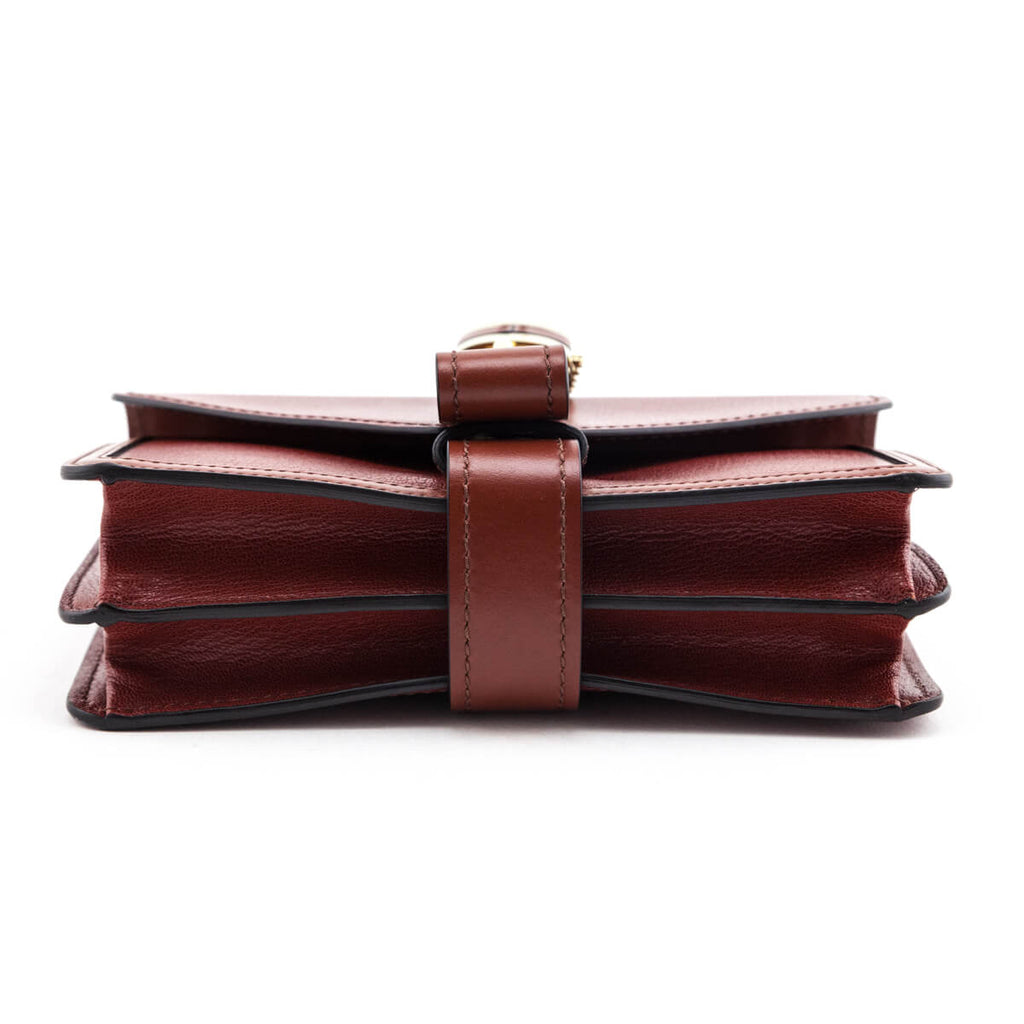 Chloe Sepia Brown Shiny Goatskin & Calfskin Aby Chain Shoulder Bag