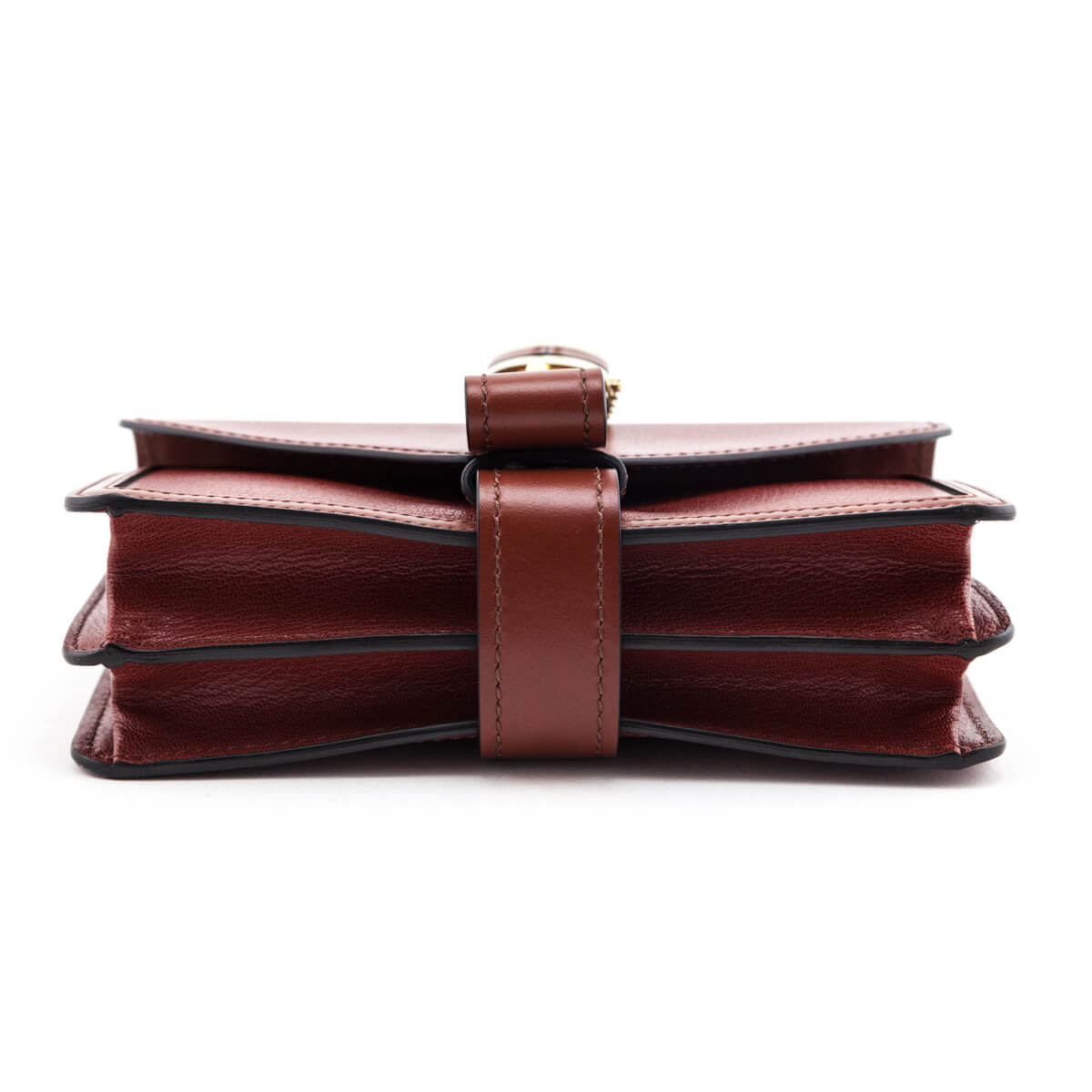 Chloe Sepia Brown Shiny Goatskin & Calfskin Aby Chain Shoulder Bag