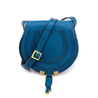 Chloe Teal Grained Calfskin Small Marcie Saddle Crossbody